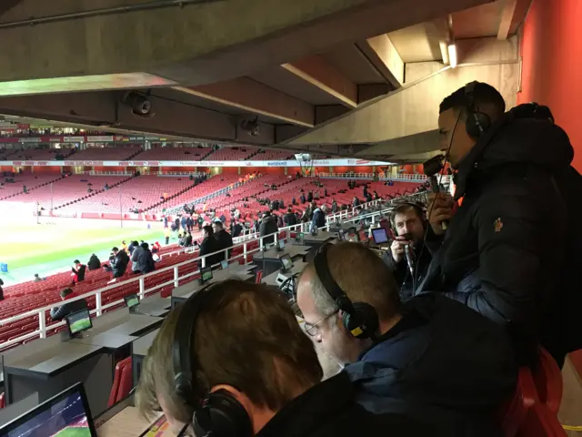 The Radio 5 live team at the Emirates