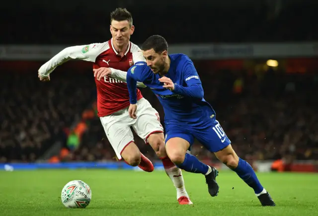 Eden Hazard and Laurent Koscielny