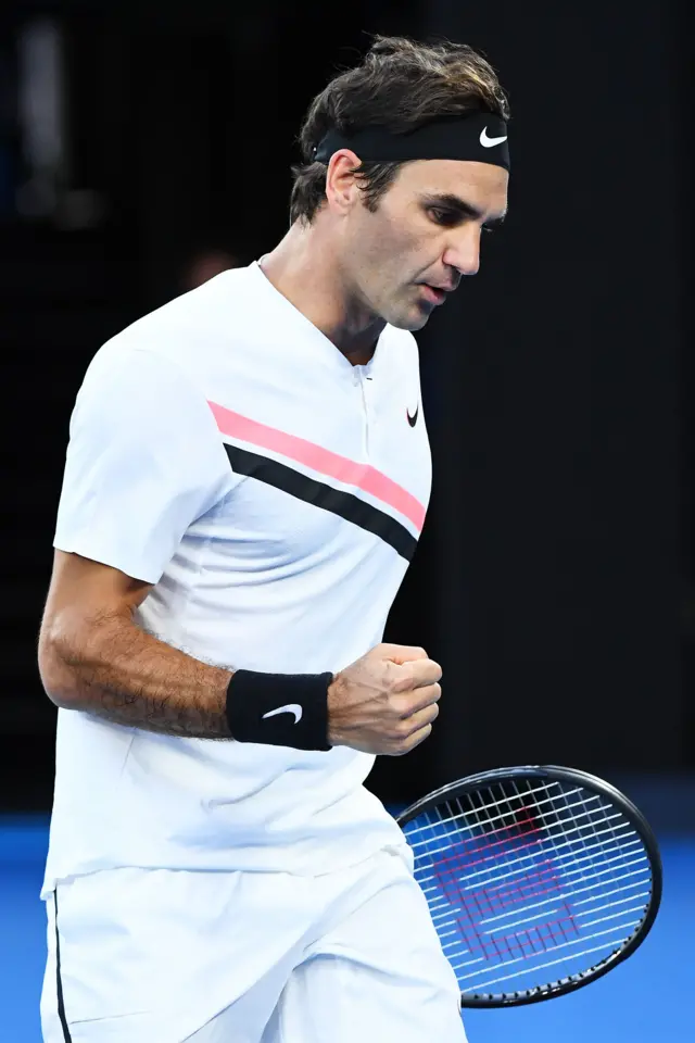 Roger Federer of Switzerland celebrates