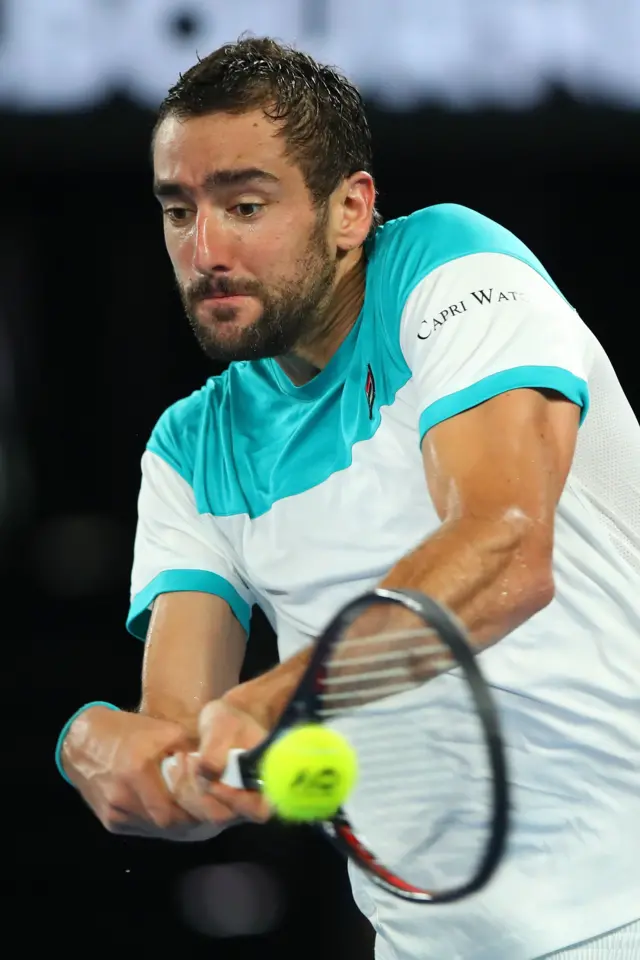 Marin Cilic of Croatia plays a backhand