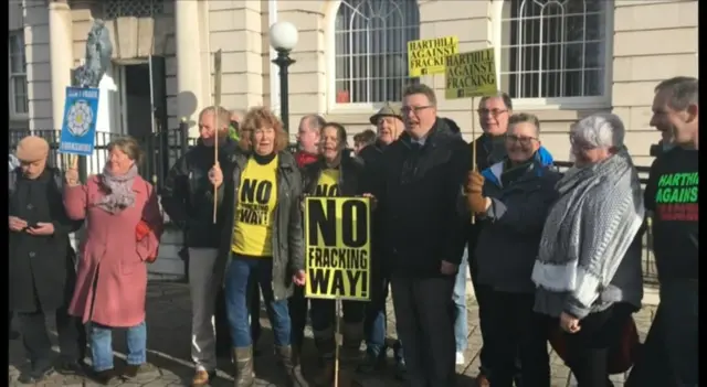 Campaigners outside Rotherham Town Hall