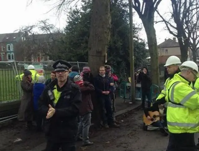 Trees protest Meersbrook Park Road