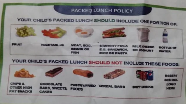 The school's packed lunch policy