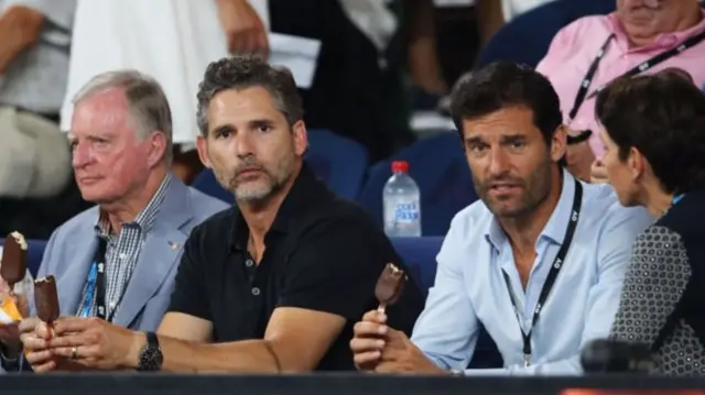 Eric Bana and former Formula 1 driver Mark Webber