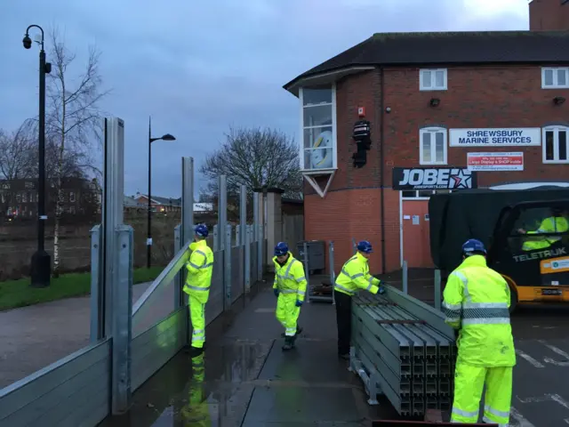 Flood barriers being removed