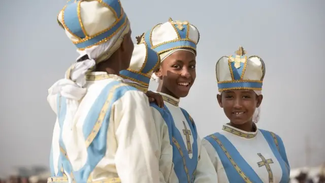 Young clergy girls also attend the Timket, or Epiphany, festival.