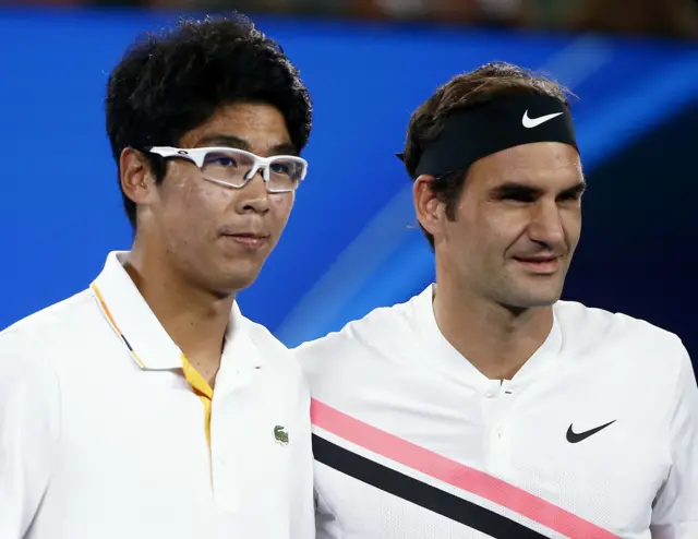 Hyeon Chung and Roger Federer