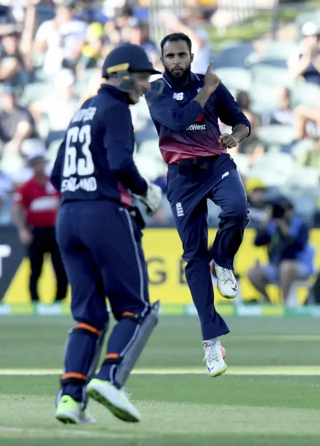 Adil Rashid celebrates