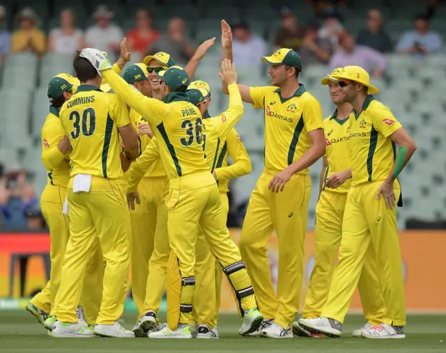 Australia celebrate a wicket