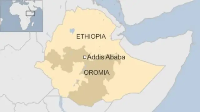 A map showing the location of Oromia in Ethiopia