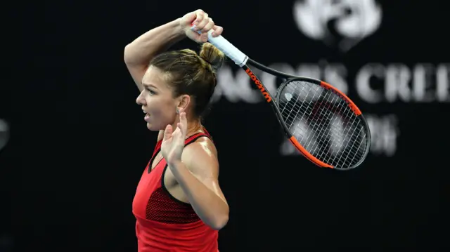 Simona Halep hits a return