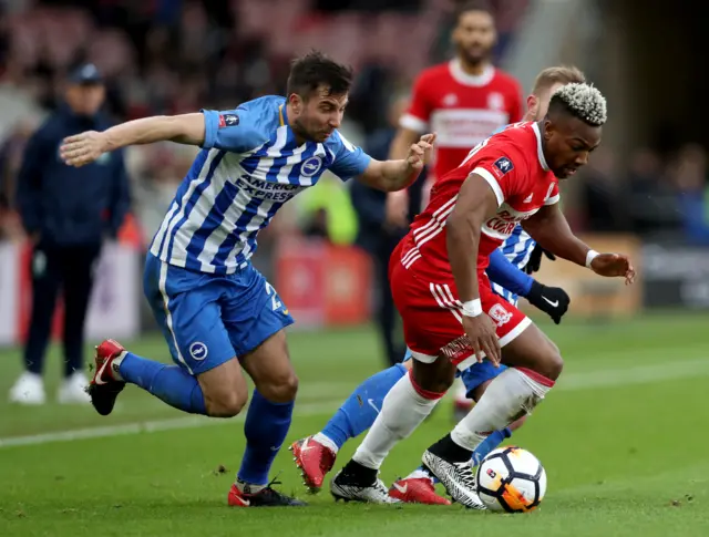 Adama Traore hits woodwork