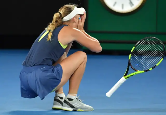 Caroline Wozniacki celebrates