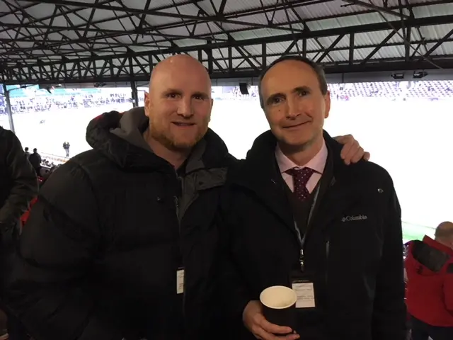 John Hartson and co-commentator John Murray