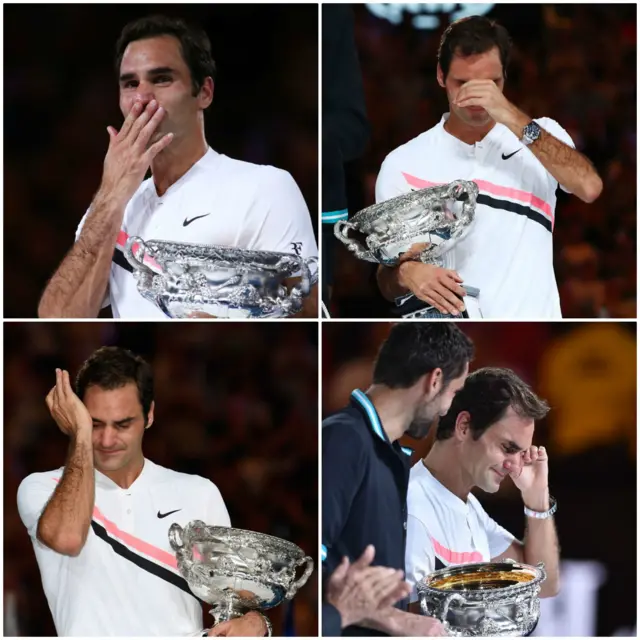 Roger Federer cries