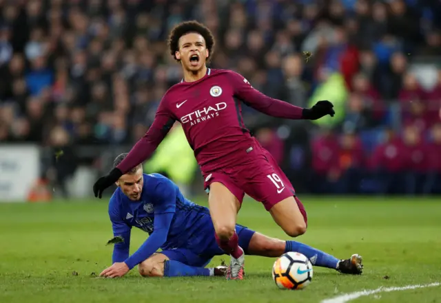 Joe Bennett fouls Leroy Sane