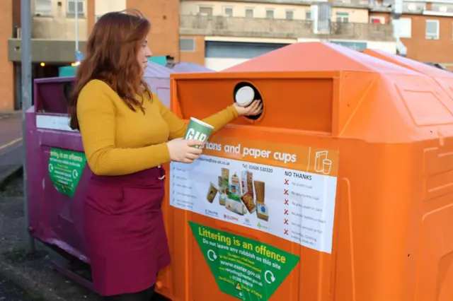 Orange recycling banks in Exeter