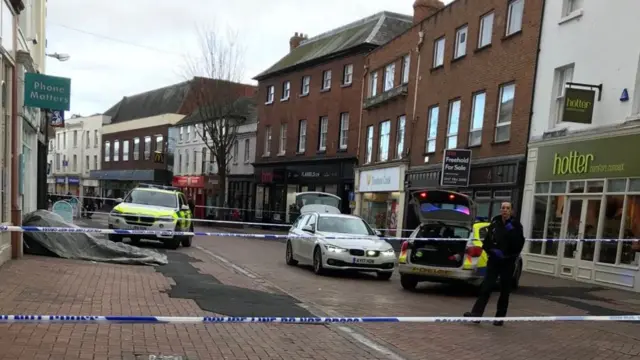 Cordoned off street in Hereford