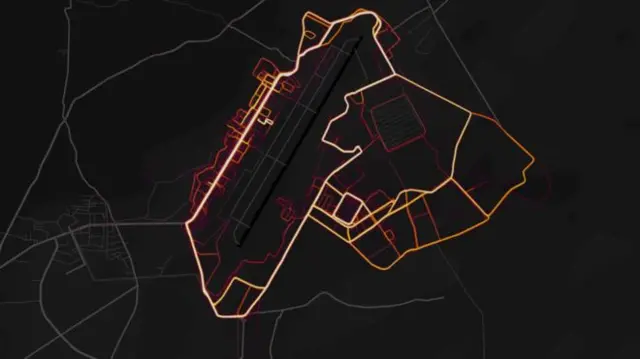 The movements of soldiers within Bagram air base - the largest US military facility in Afghanistan