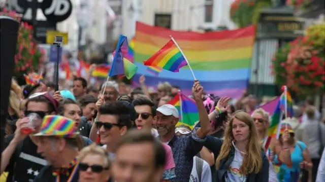 Same-sex marriage protestors in Jersey