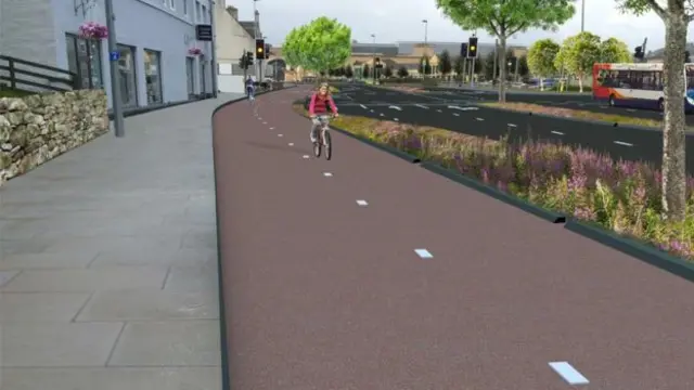 In Inverness, one lane of general traffic on Millburn Road will be replaced with a fully segregated cycle lane