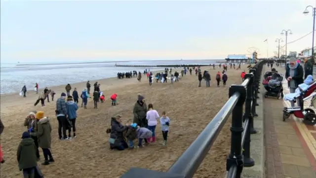 People on Cleethorpes beach