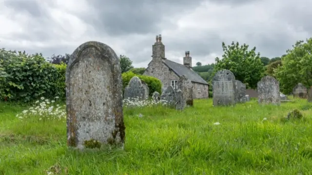 Gravestones in a churchyard