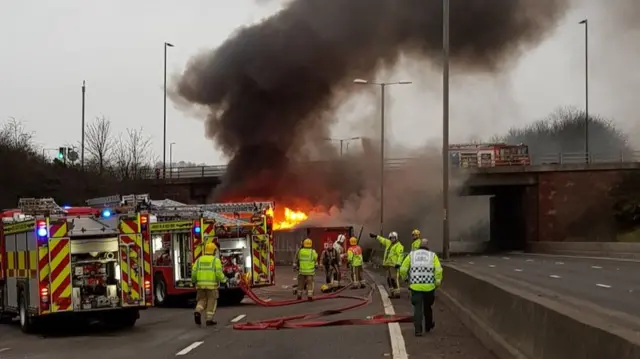 Lorry fire on M5