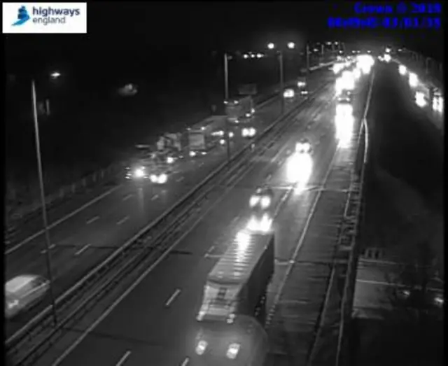 A motorway camera showing the M5 near Tewkesbury