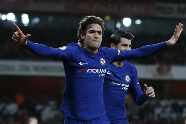 Marcos Alonso celebrates