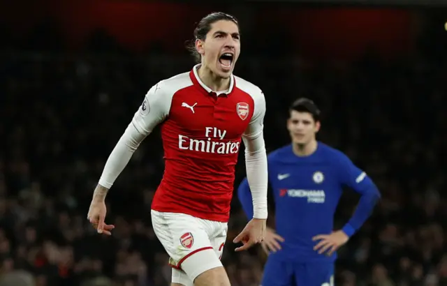 Hector Bellerin celebrates