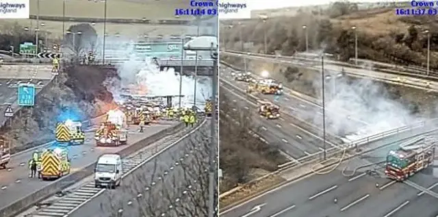 Lorry fire on motorway