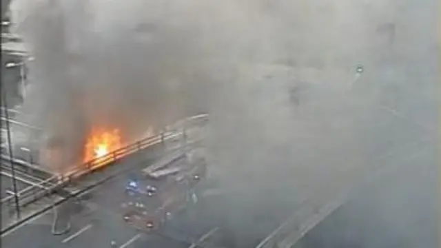 Another shot of the fire under the bridge