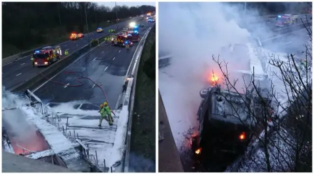 Lorry on fire