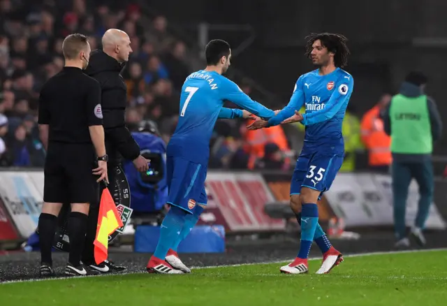 Henrikh Mkhitaryan and Mohamed Elneny