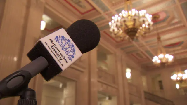 A microphone in Stormont's Great Hall