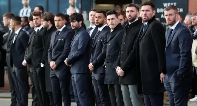 West Bromwich Albion players outside the ground ahead of the the memorial service for Cyrille Regis at The Hawthorns, West Bromwich.