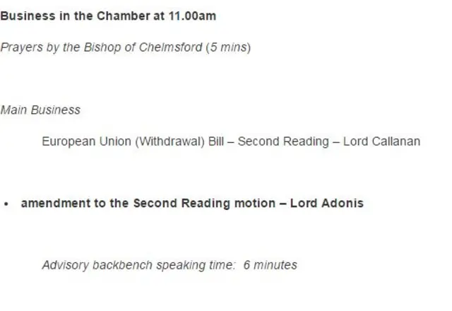 Lords speaking list