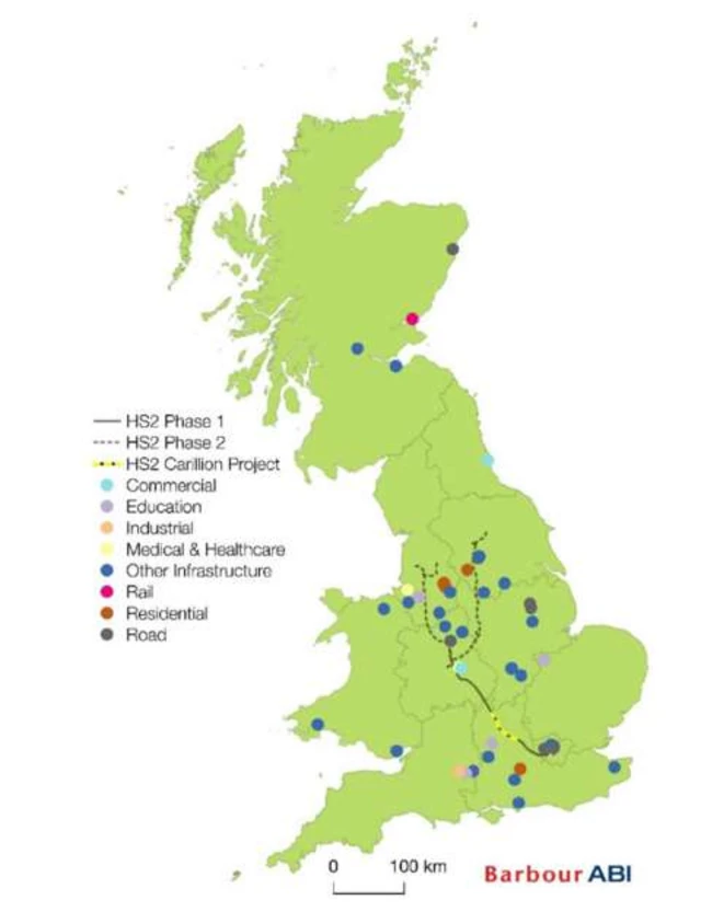 Map of Carillion projects