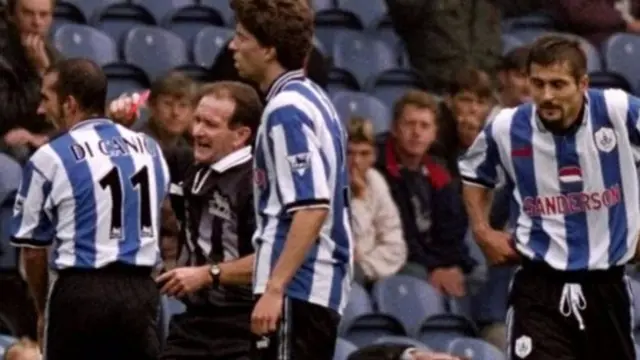 Di Canio and Paul Alcock at Hillsborough