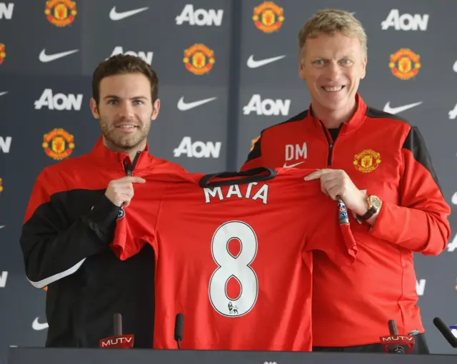 Juan Mata and Dave Moyes