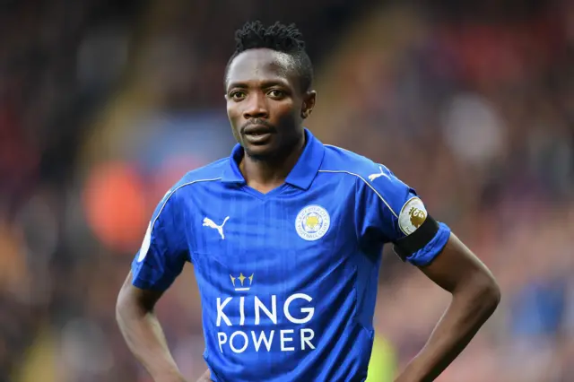 Ahmed Musa of Leicester City looks on during the Premier League match between Leicester City and Crystal Palace at The King Power Stadium on October 22, 2016 in Leicester, England