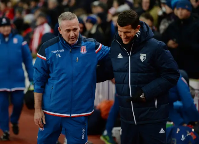 Paul Lambert and Watford manager Javi Gracia