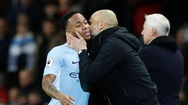 Raheem Sterling and Pep Guardiola