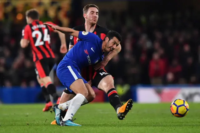 Pedro battles for possession