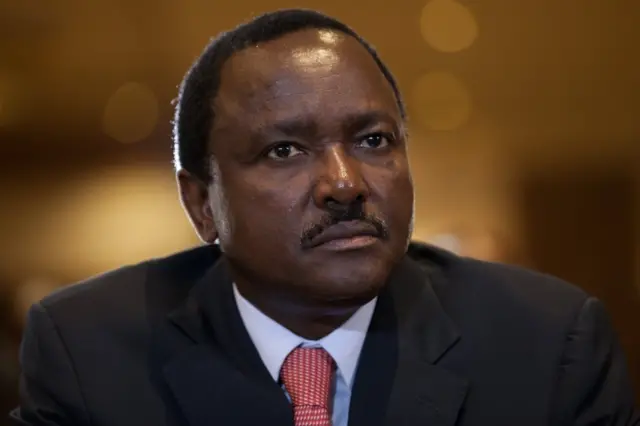 Kalonzo Musyoka looks on during a news conference at a hotel in Nairobi, Kenya, 26 January 2018.