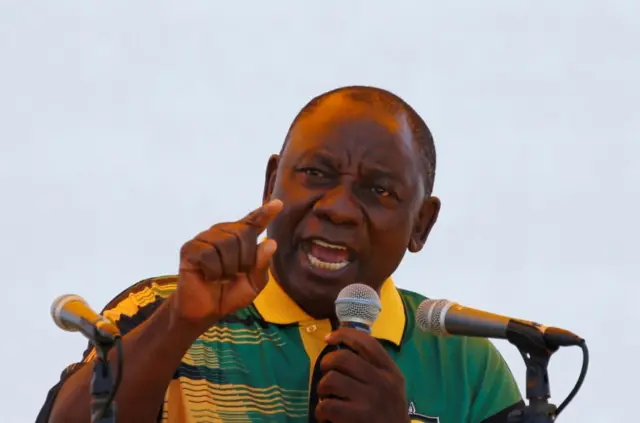 Cyril Ramaphosa addresses supporters during the Congress" 106th anniversary celebrations, in East London, South Africa, January 13, 2018.