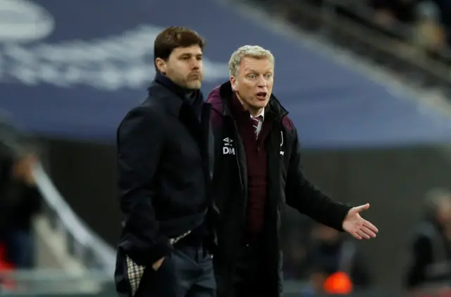 West Ham United manager David Moyes and Tottenham manager Mauricio Pochettino