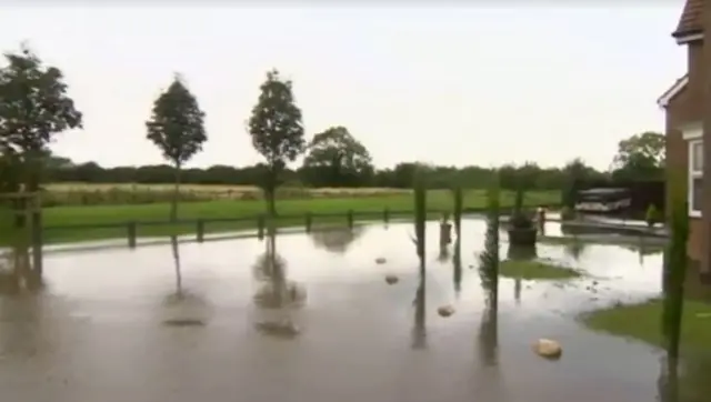 A garden flooded.