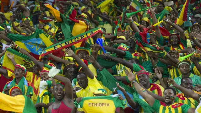 Ethiopian football fans celebrate